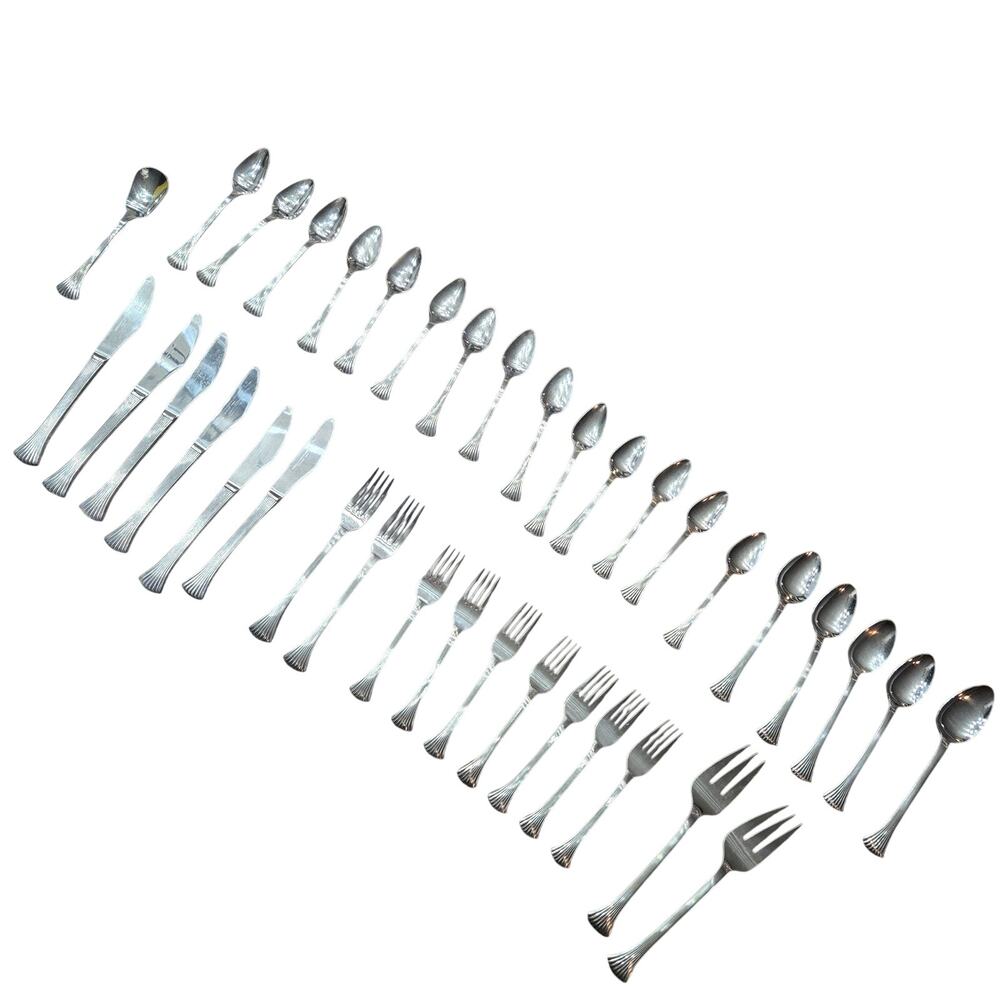 37 Pc Vintage Reed and Barton Rebacraft Fluted Stainless Flatware Set